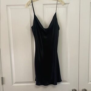 Zara Black Satin Slip Dress L NWT